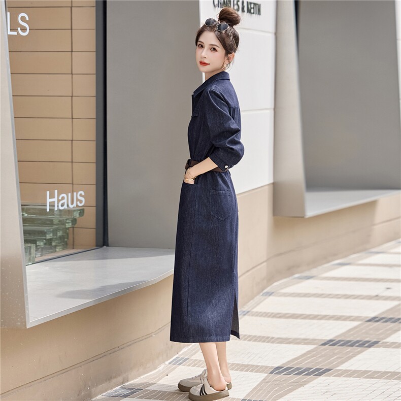 欧货牛仔连衣裙女秋2025新款洋气减龄休闲收腰显瘦高级感连衣裙,女装连衣裙,瑶迪依秀