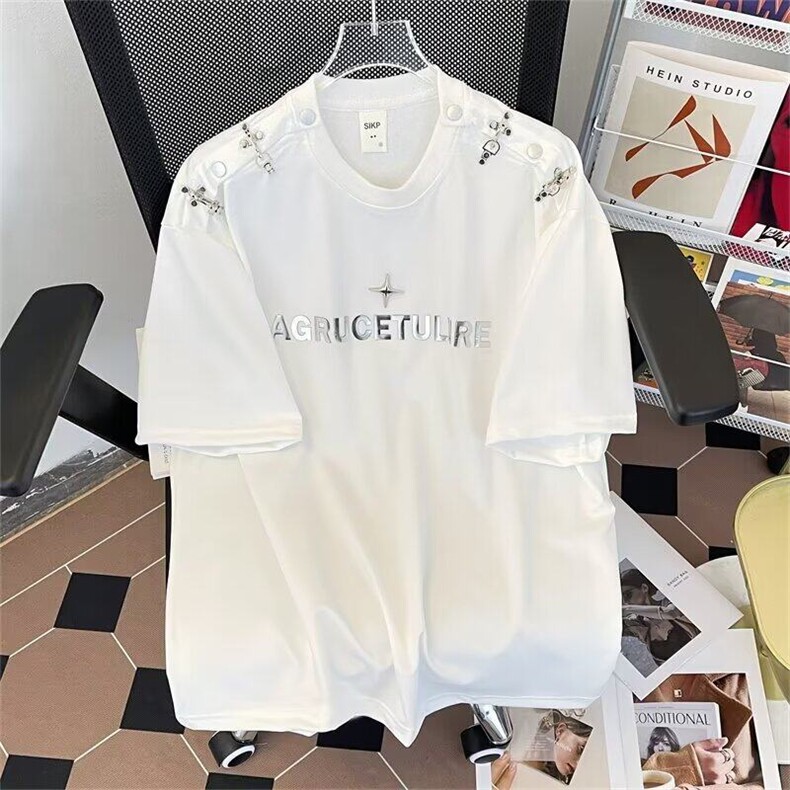 DS130-P43春款短袖t恤男夏季新款设计感痞帅潮牌五分袖上衣ins,男装T恤,星座603-2