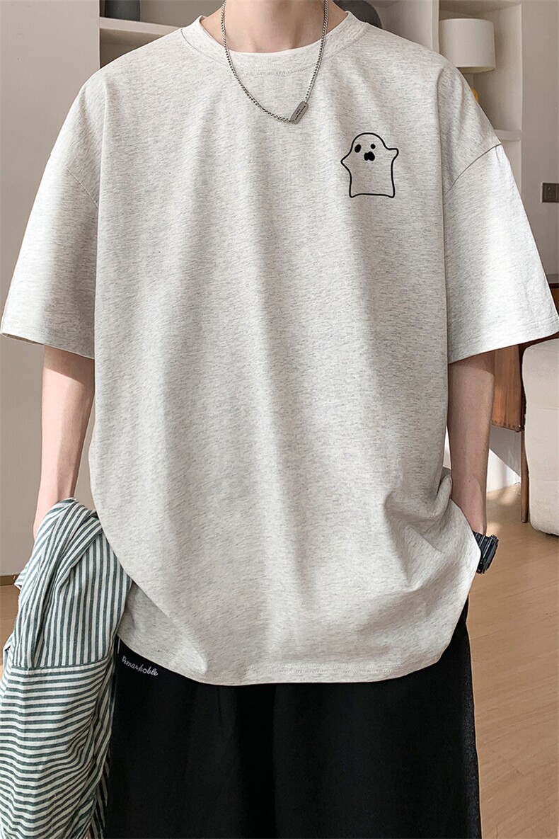 图案已注册夏季重磅港风休闲短袖T恤男潮宽松半袖打底衫D052/P25,男装T恤,电商B209