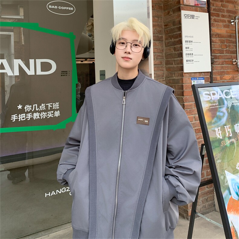 XJ412-特P70控128秋季美式复古设计棒球服夹克男女宽松休闲外套,男装夹克,电商B370