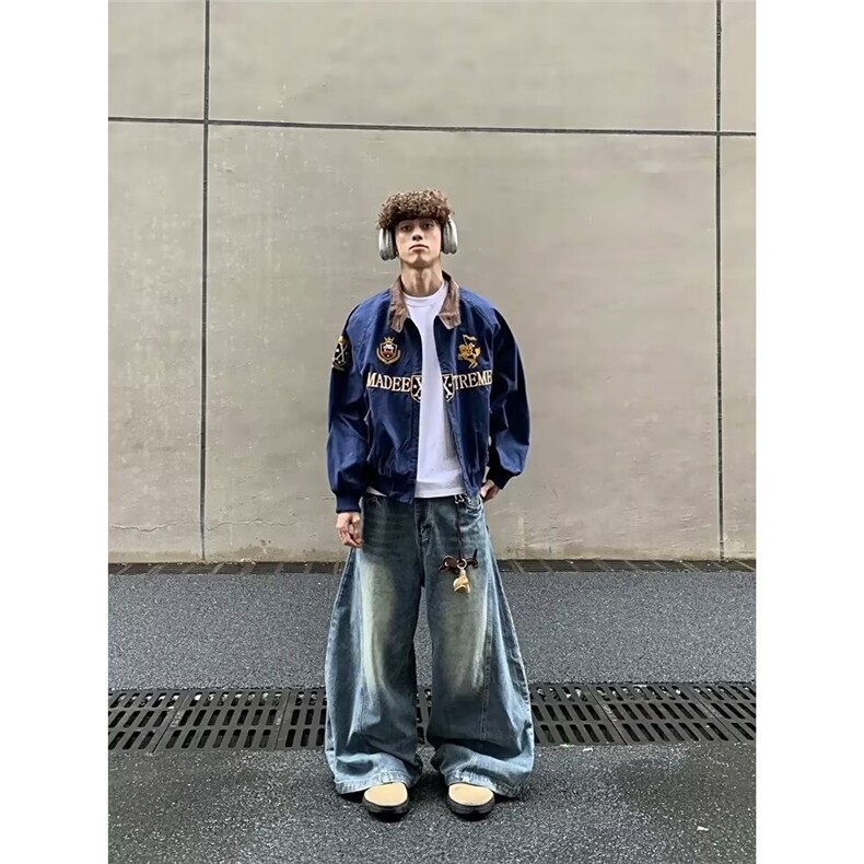 8805-P68春秋季韩版时髦复古学院cleanfit刺绣短款夹克,男装夹克,电商B323A