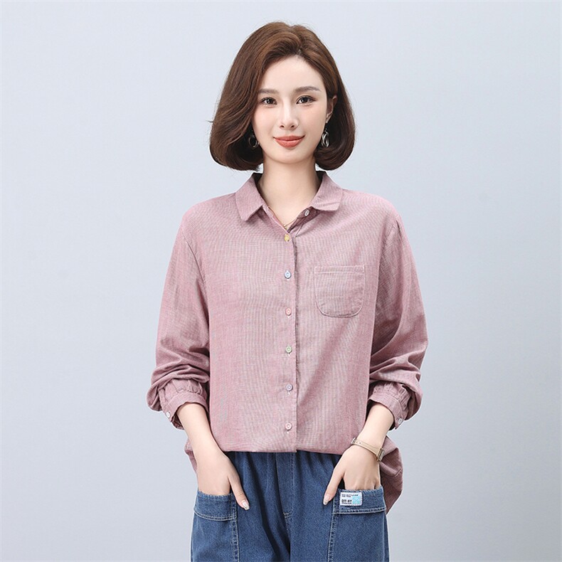时尚宽松显瘦女装衬衫优雅气质长袖上衣多彩纽扣设计,女装衬衫,叶笙衣