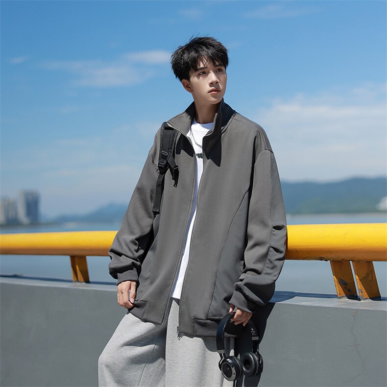 Y6490P55春款现货港风立领卫衣男落肩开衫潮流百搭上衣外,男装卫衣,星座1204