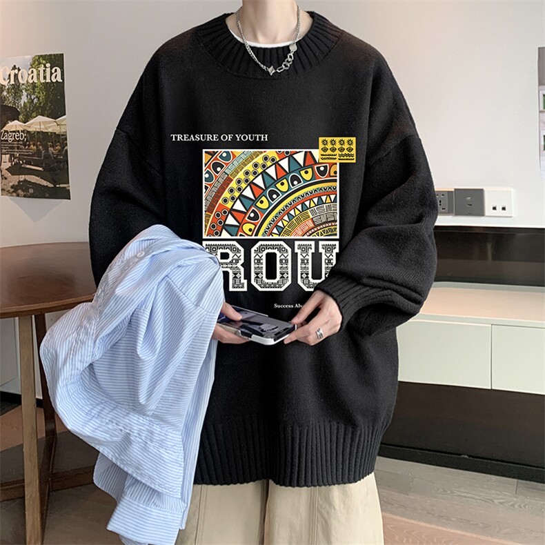 8XL半高领毛衣男大码胖子针织衫毛线衣M18370-P45加绒款-P65,男装针织衫/毛衣,电商A040