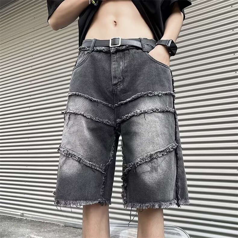 宽松直筒气质青春流行男时尚直脚水洗夏季五分裤牛仔裤2113P38,男装牛仔裤,星座410-2
