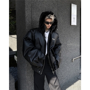 小众解构毛领座山雕加厚棉服外套重磅设计感连帽短款皮衣 M8033图片