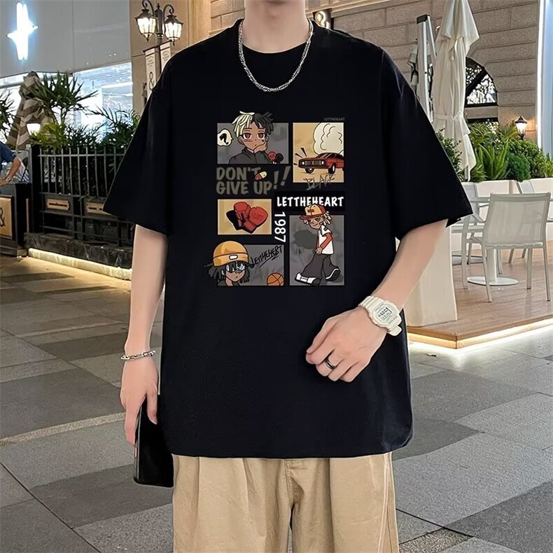 卡通印花短袖t恤男ins潮牌夏季新款潮流百搭打底衫夏装体恤半袖,男装T恤,星座1013