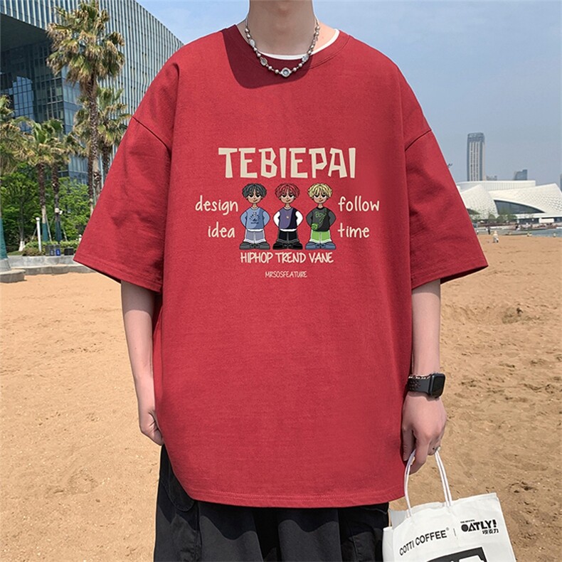 T789P26夏季新品港风高街美式短袖T恤宽松ins重磅纯棉体恤,男装T恤,星座304A