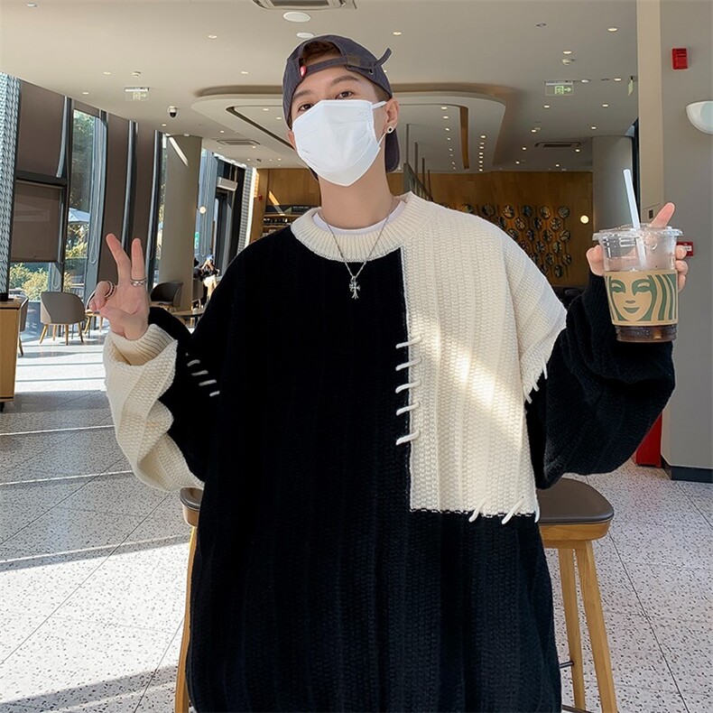 潮设计感拼接撞色毛衣男女冬季宽松休闲M512/P52,男装针织衫/毛衣,星座506