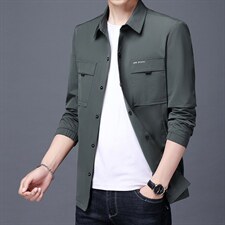 夹克春秋季2023新翻领商务休闲时尚百搭男装上衣宽松免烫外套，男装夹克，电商B212（原钱塘6029）