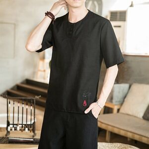 2021夏季风新款短袖T恤男竹节棉薄款半袖上衣QT6005-T图片
