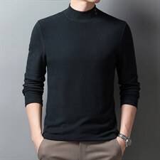 秋季2022套头青中年新款纯色卫衣男立领双面绒长袖T恤男士，男装卫衣，电商B212（原钱塘6029）