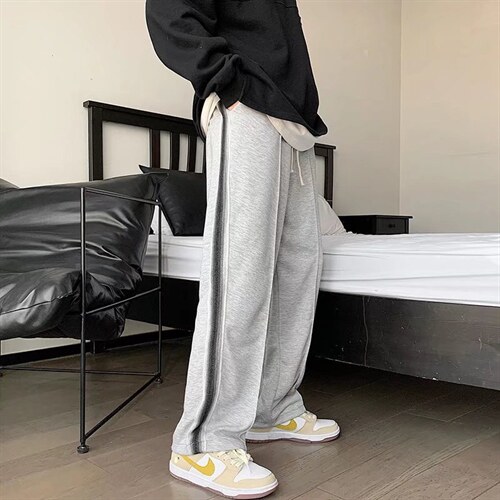 男春秋季高街中性风织带撞色休闲裤K111P32图片