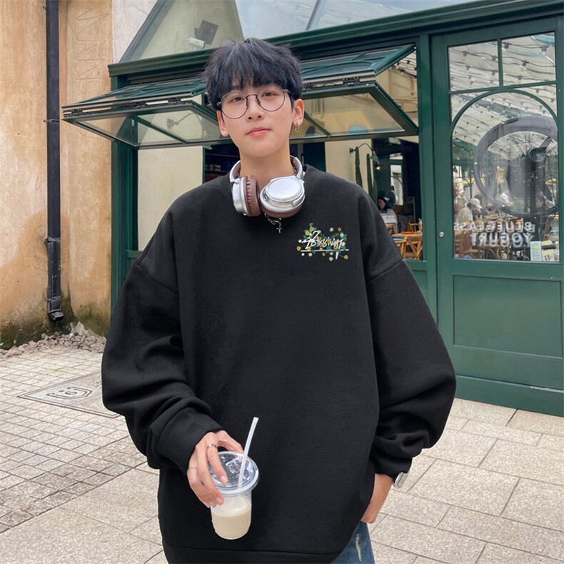 华夫格！华夫格上衣男圆领华夫格卫衣男大码长袖t恤男HY217-特P23,男装T恤,电商B367