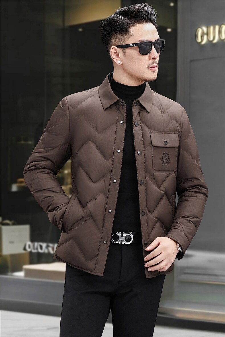 主推新款秋冬款90绒子白鸭绒衬衫领羽绒服中年男装加厚羽绒服夹克,男装夹克,钱塘723