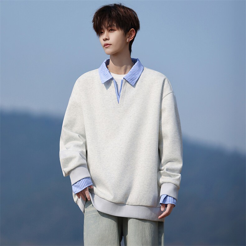 85811-P58M-8XL2026春季新款大码假两件翻领卫衣，男装卫衣，星座109