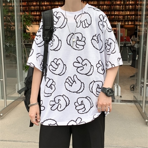 潮牌满印港风潮流ins百搭五分袖2023年新款超火休闲T恤 T160-P18图片