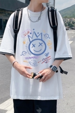 JT55180-P25假两件短袖t恤男大码胖子半袖体恤半截袖港风，男装T恤，电商A040