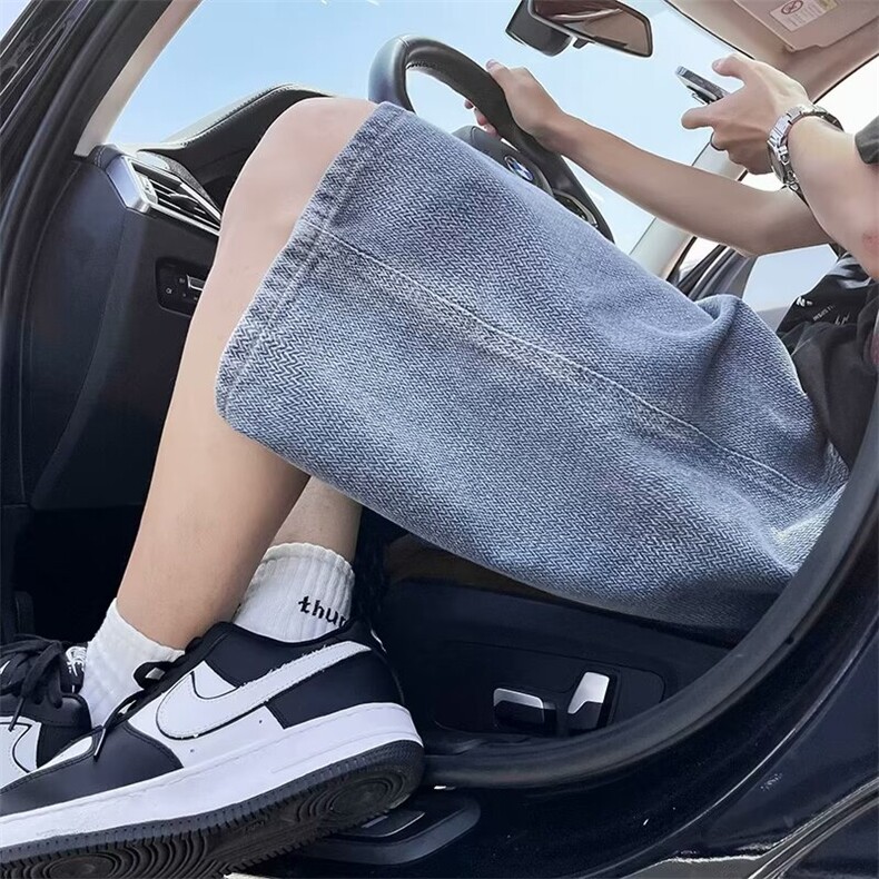 小众设计感星空纹牛仔短裤男女夏季痞帅高级感潮流休闲五分半截裤,男装牛仔裤,星座601-2