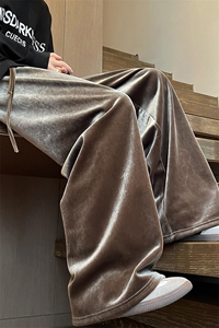 8XL-M 加绒美拉德宽松金丝绒阔腿裤垂感拖地裤K993P55加绒65控78图片