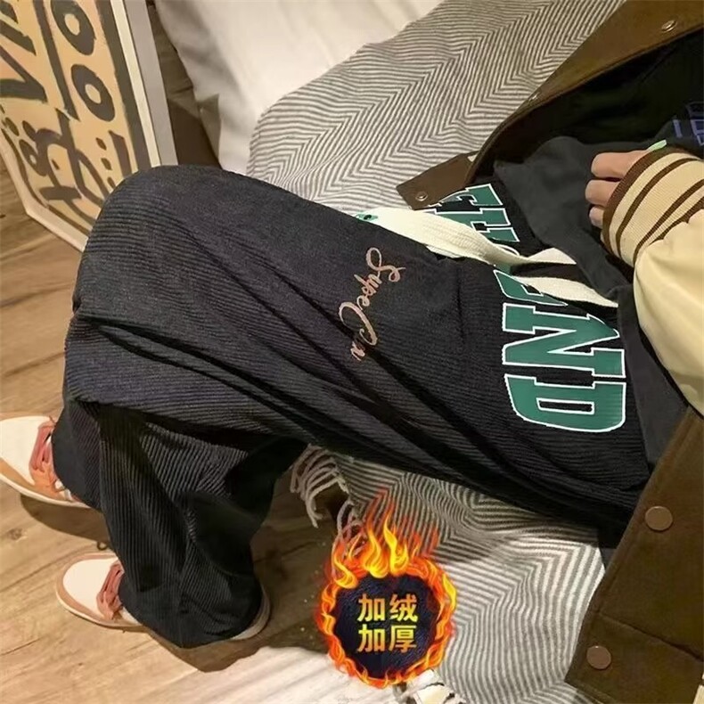 美式灯芯绒裤子男冬季加绒加厚重磅休闲裤保暖秋冬款直筒阔腿男裤,男装棉衣,星座218-1（原230）