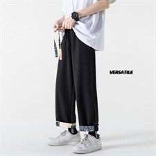 2023夏华夫格九分裤男无影墙大码翻边碎花搭扣9分裤子K23865-P40,男装休闲裤,电商A082