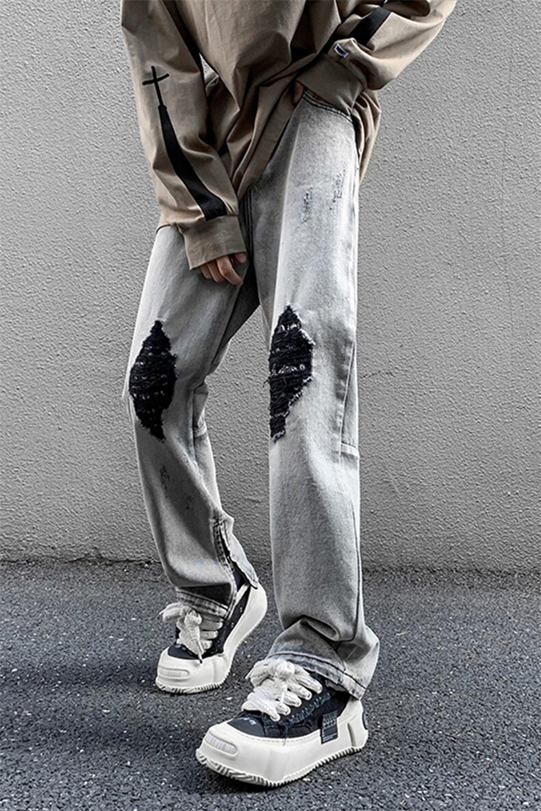 拉链ins美式高街hiphop直筒大码牛仔裤货号K667P65,男装牛仔裤,电商A063
