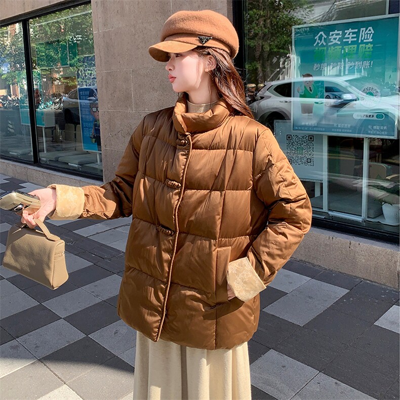 加厚新中式纯色翻袖短款宽松羽绒服女,女装羽绒服,浙宝189