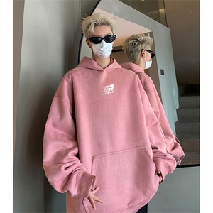抖音得物供货提供视频 秋冬重磅美式麂皮绒连帽卫衣 JLM06图片