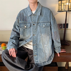 2023水洗做旧牛仔外套男春季美式复古潮牌工装夹克上衣JK965-P78，男装夹克，星座1103-3