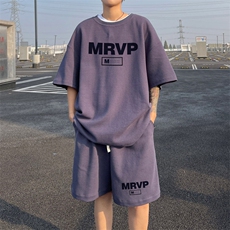 ！2025夏季新款男士字母印花短袖套装华夫格一套HTZ85P50，男装T恤，电商B220