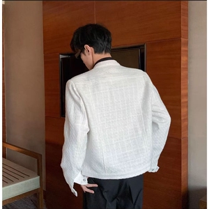 2025新款小众设计感编织格子小香风正肩夹克男短款夹克外套上衣图片