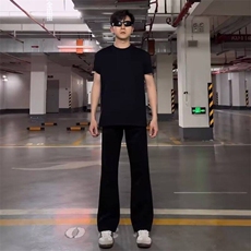 黑色弯刀西裤男春秋新款冰丝垂感直筒休闲长裤高级感微喇西装裤子，男装西裤，星座506A