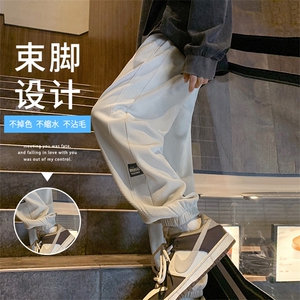 华夫格休闲裤男宽松直筒秋季潮流显瘦百搭阔腿束脚裤-K921 特批32图片