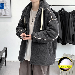 冬装港风时尚羊羔绒连帽外套羊羔毛羽绒服男女 8153-P195 控价268图片