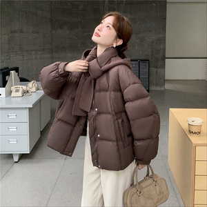 美拉德保暖咖色羽绒服外套女冬季2025新款90绒白鸭绒面包服高级感图片
