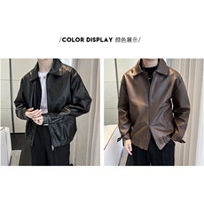 痞帅Pu皮衣小众设计感潮牌双拉链垫肩皮夹克男机车服秋冬高街外，男装夹克，星座218-1（原230）