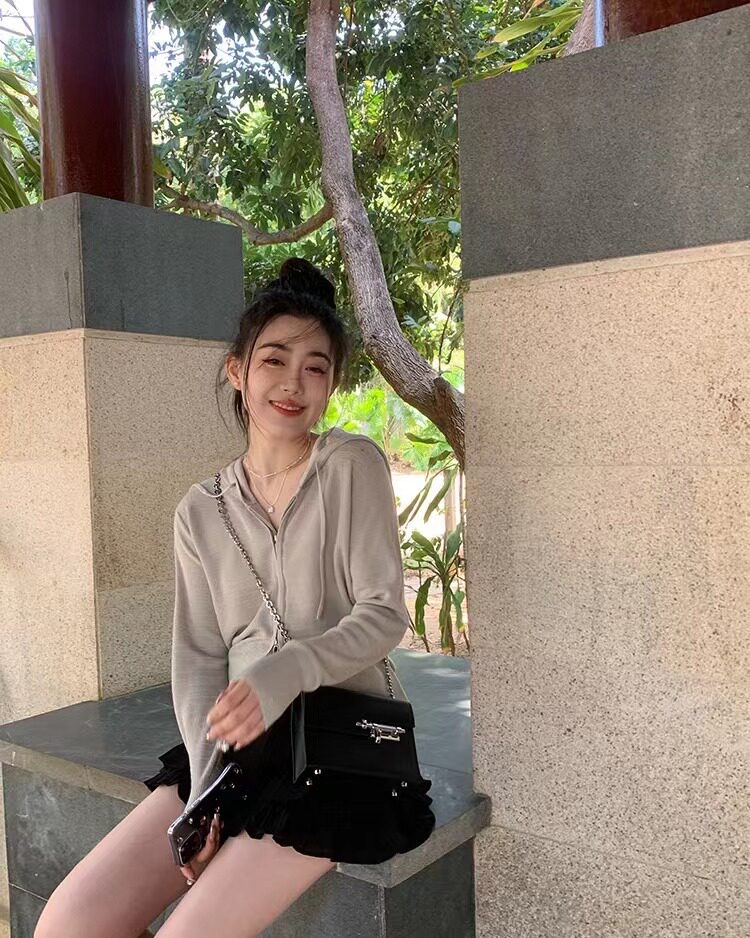 时尚优雅女士羊毛连帽拉链开衫百搭显瘦气质外套,女装羊毛衫,圣旺供货