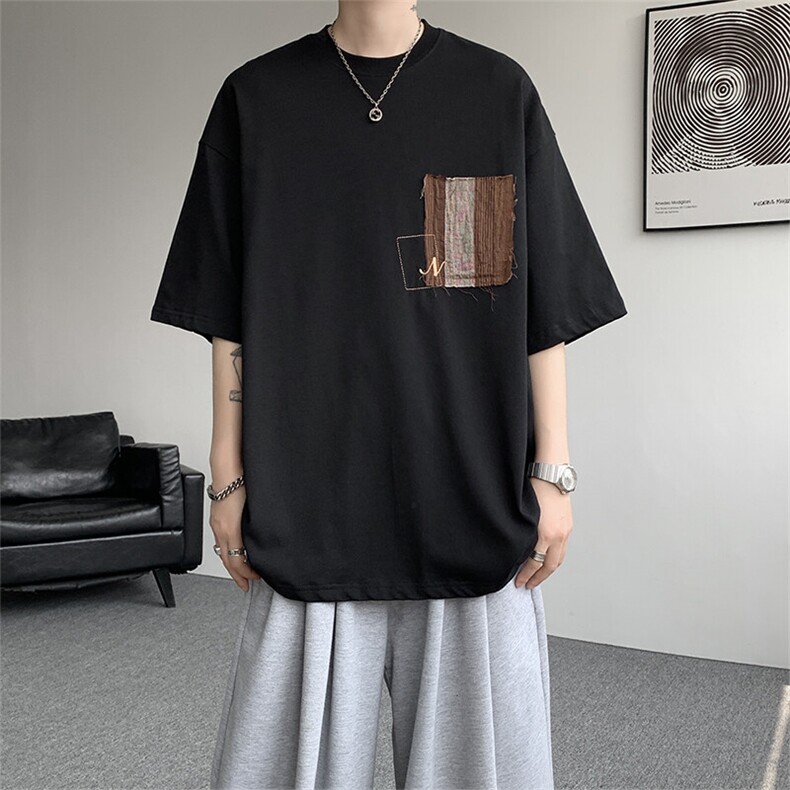 8XL-M高品质纯棉美式复古宽松简约百搭学院风短袖T恤上衣男DX343,男装T恤,电商D206-1