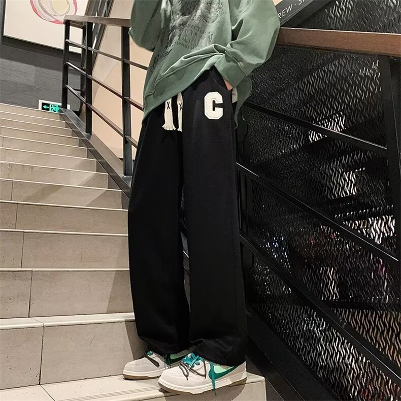 秋季宽松卫裤男美式高街直筒运动裤阔腿长裤K977P28,男装休闲裤,星座1116-2