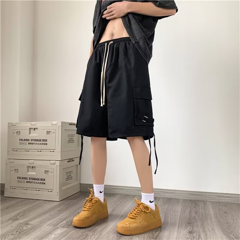 高品质夏季男士新款纸袋工装口袋针织抽绳休闲短裤D90-P35,男装休闲裤,星座1109-3
