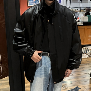 秋季情侣机车服宽松上衣冲锋衣夹克复古个性男皮衣外套 W7902-P70图片