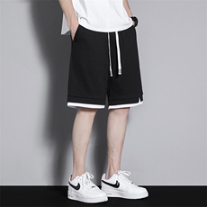 夏季短裤男宽松潮YOA景假两件纯色百搭五分裤运动短裤CK2410-P29，男装牛仔裤，星座717