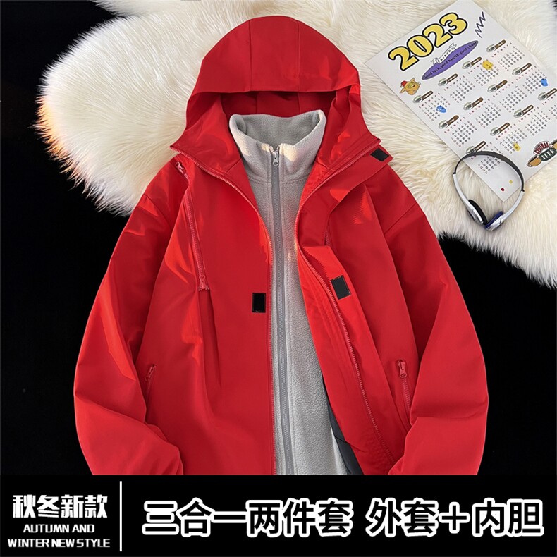 TH800801/P85冲锋衣大码冬季防风防水三合一外套夹克男上衣,男装夹克,电商A141