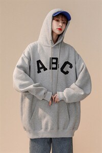 中性风 2023秋季新款 简约风字母印花情侣连帽卫衣 W295 p35控58图片
