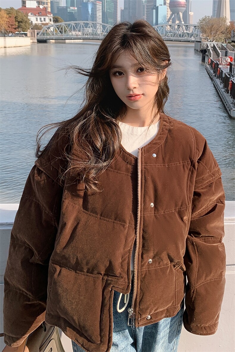 金丝绒50绒圆领羽绒服,女装羽绒服,2C103