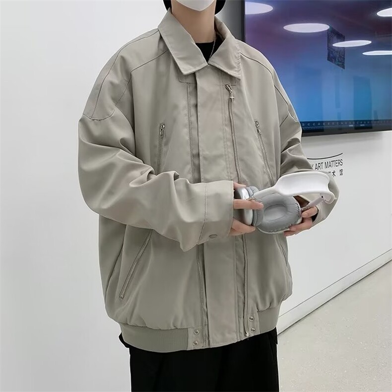 美式复古痞帅连帽牛仔外套男春秋款潮高级感2023休闲宽松上衣,男装夹克,星座716-2