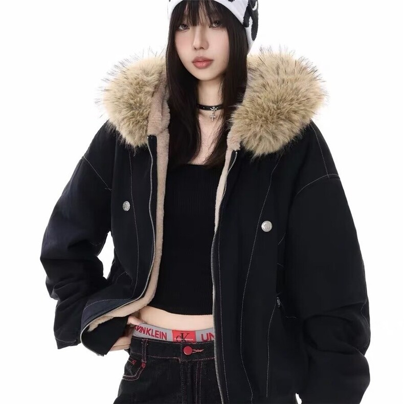 加绒加厚冬款男女连帽毛领棉衣座山雕大口袋保暖外套MY266P105,男装棉衣,星座1013-1