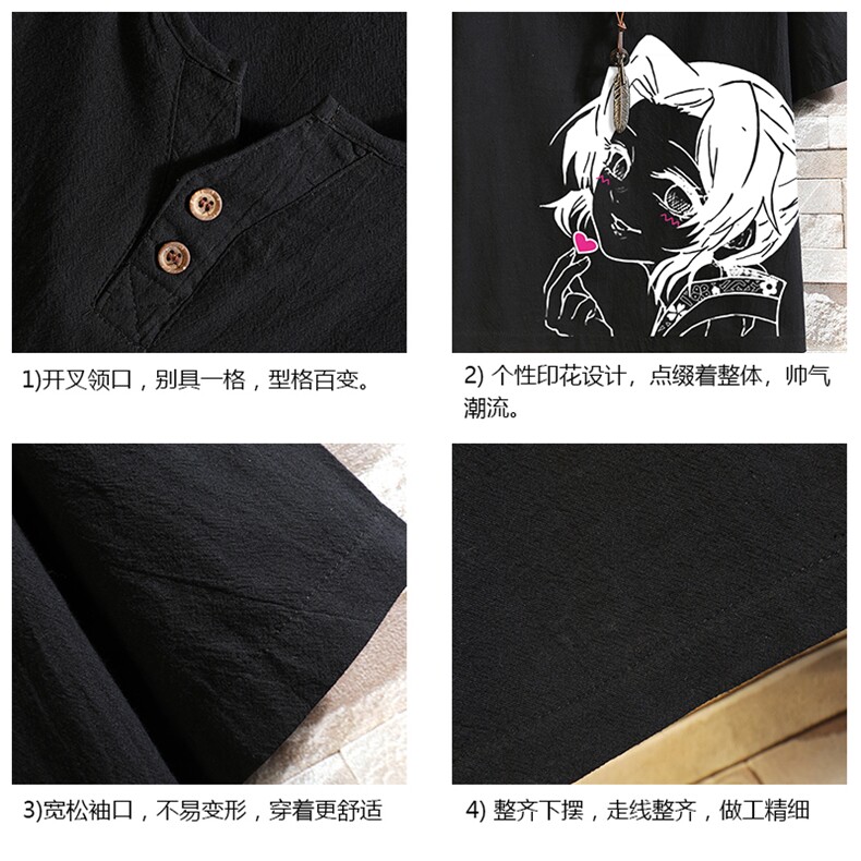 TY61153-P30v领亚麻短袖t恤男大码棉麻半袖半截袖,男装T恤,电商A040A