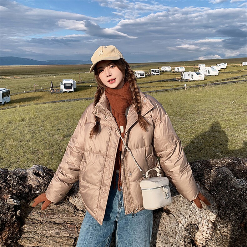 2023冬季新款短款羽绒棉服女加厚韩版宽松百搭简约立领小个子外套,女装棉衣/棉服,梦白服饰厂